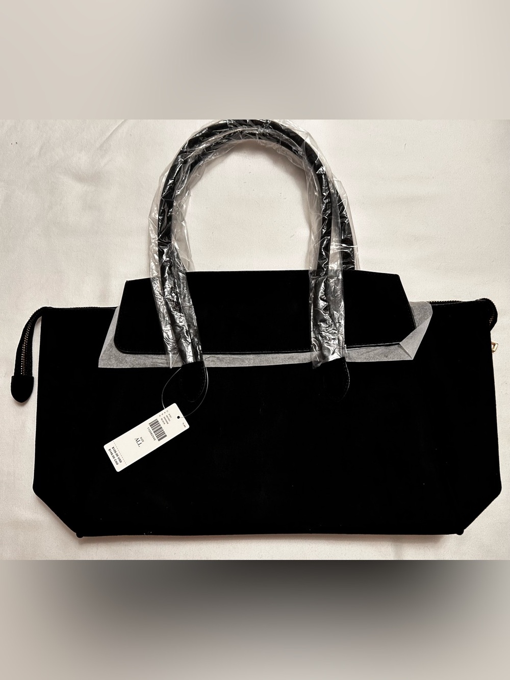 NWT - Anthropologie Suede Foldover Satchel in Classic Black - Picture 4 of 8